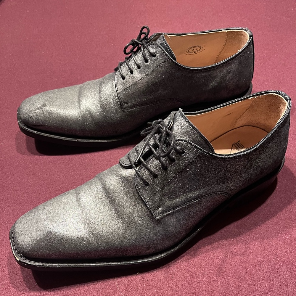 Fluevog - Matte Silver toe block Cool Shoes